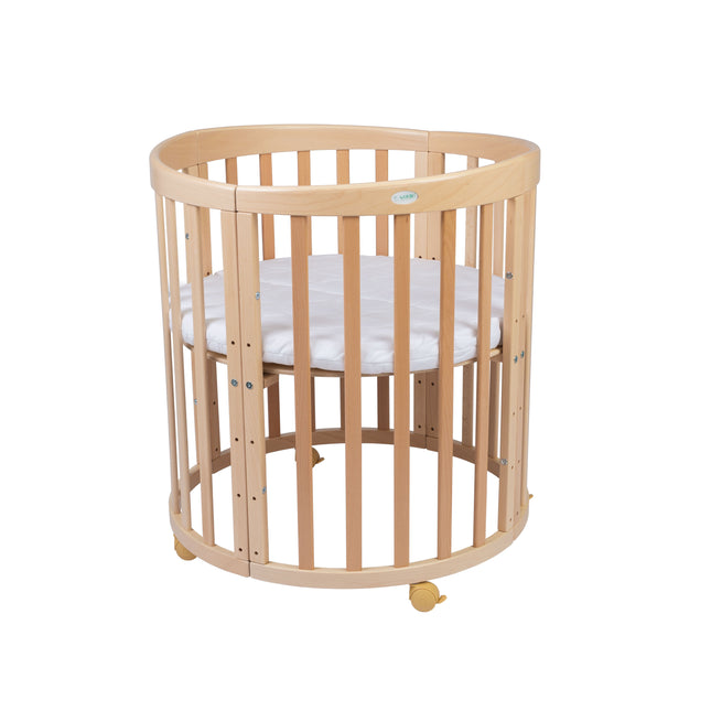 Waldin 7 in 1 Oval Baby Crib with Mattress - Natural Wood Reviews