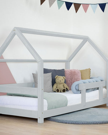 Benlemi TERRY bed styled with pastel bedding and plush toys
