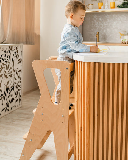 Kids step stool for family bonding in kitchen