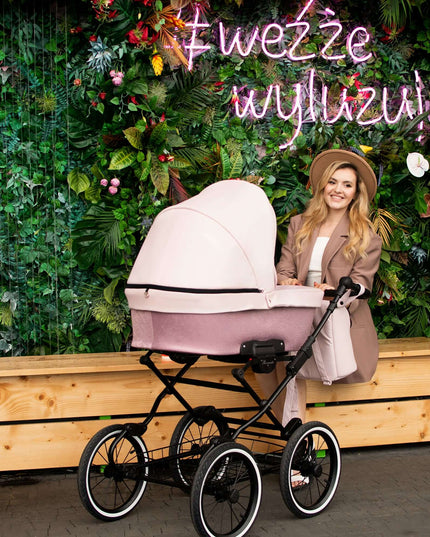 Kunert Romantic Stroller Color: Romantic Pink Eco Leather Frame Color: Black Frame Combo: 2 IN 1 KIDZNBABY