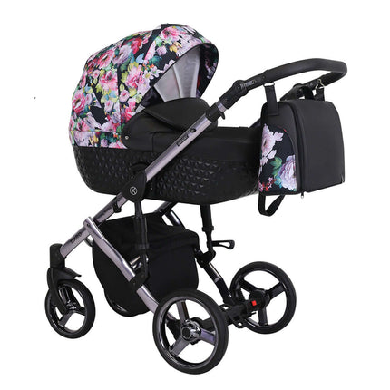 Kunert Tiaro Stroller Color: Tiaro Black + Flowers Frame Color: Graphite Frame Combo: 2 IN 1 KIDZNBABY