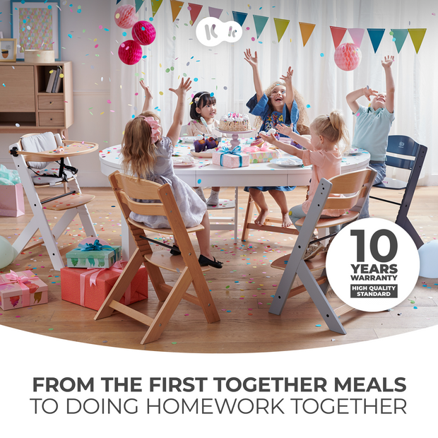 Kinderkraft ENOCK High Chair with a 10-year warranty, for meals and homework.