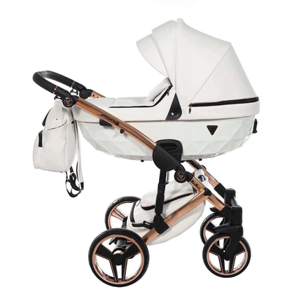 Junama Diamond Stroller S-Class in White with Rose Golden Frame by KIDZNBABY