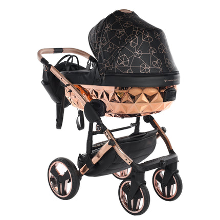 Junama Diamond Stroller Heart in Black + Rose Gold by KIDZNBABY