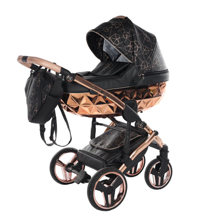 Junama Diamond Stroller Heart in Black + Rose Gold by KIDZNBABY