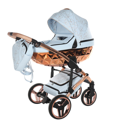 Junama Diamond Stroller Heart in Blue + Rose Gold by KIDZNBABY