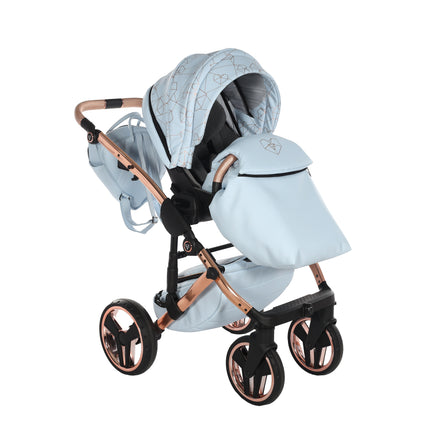 Junama Diamond Stroller Heart in Blue + Rose Gold by KIDZNBABY