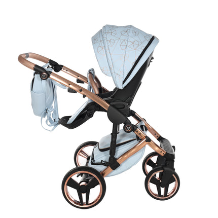 Junama Diamond Stroller Heart in Blue + Rose Gold by KIDZNBABY