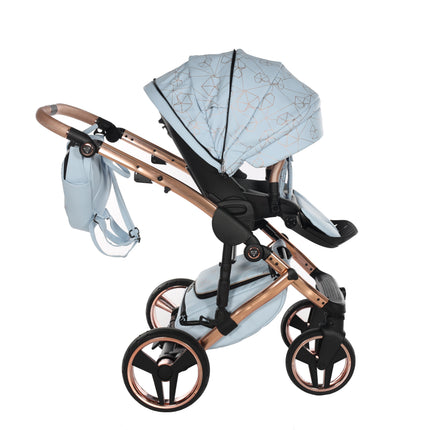 Junama Diamond Stroller Heart in Blue + Rose Gold by KIDZNBABY