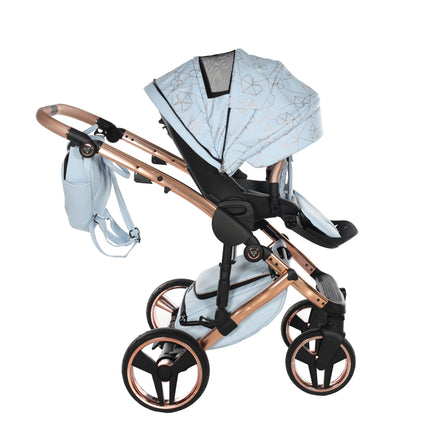 Junama Diamond Stroller Heart in Blue + Rose Gold by KIDZNBABY