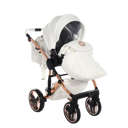 Junama Diamond Stroller Hand Craft in White + Rose Gold by KIDZNBABY