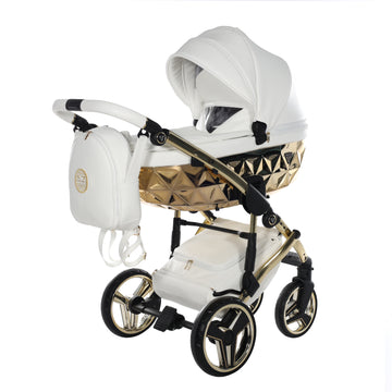 Junama Diamond Stroller Hand Craft in White + Gold by KIDZNBABY