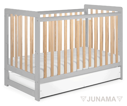 Junama Gray Baby Crib adjustable base