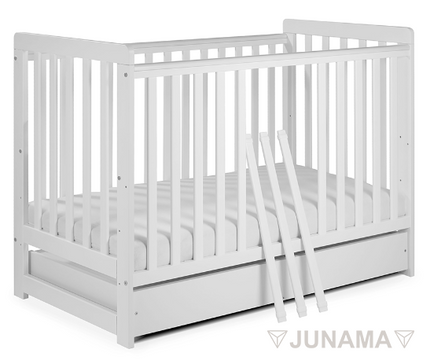 junama white crib with safety rail option