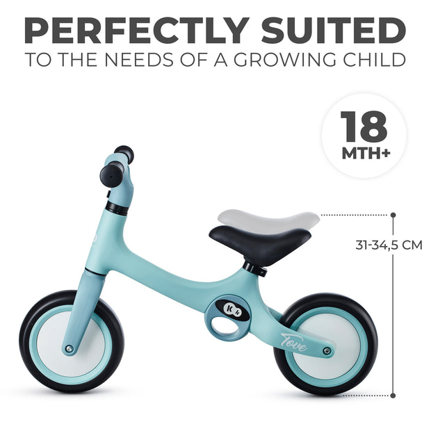 Kinderkraft TOVE Balance Bike details, suitable for 18+ months