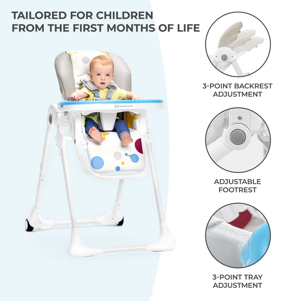 Kinderkraft High Chair YUMMY, adjustable for early childhood