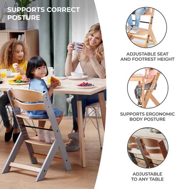 ENOCK Kinderkraft High Chair promoting good posture for all ages.