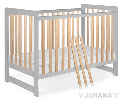 Nursery set with gray crib and chest