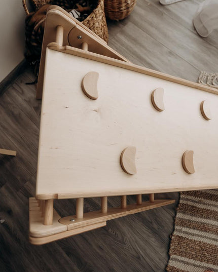 Wooden Pikler Triangle with slide ramp