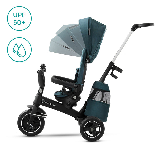Kinderkraft Tricycle EASYTWIST with UPF 50+ sun protection.
