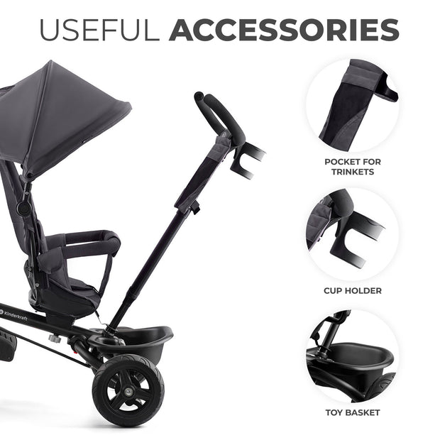 Assorted accessories for the versatile Kinderkraft Tricycle AVEO.