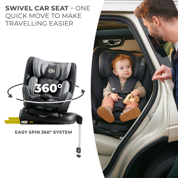 Kinderkraft Car Seat XRIDER with 360-degree swivel feature for easy access