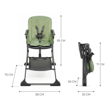 Dimensions Of Kinderkraft High Chair FOLDEE in Green