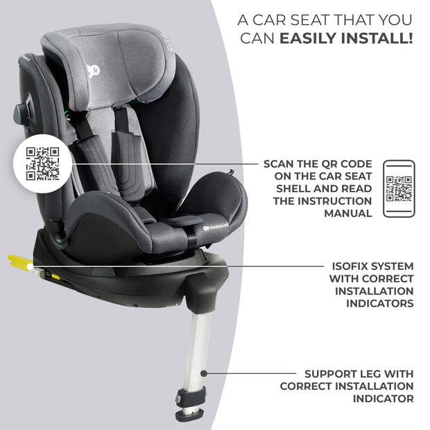 Kinderkraft Car Seat XRIDER with ISOFIX system and QR code for manual