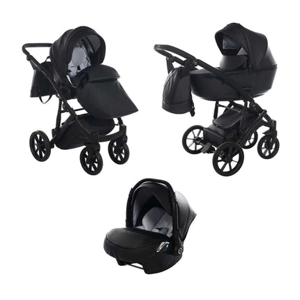 Junama Diamond Space Eco-Leather V2 Stroller Color: Space Eco Leather Black Combo: 3 IN 1 (Includes Car Seat) KIDZNBABY