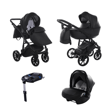 Junama Diamond Space Eco-Leather V2 Stroller Color: Space Eco Leather Black Combo: 4 IN 1 (Includes Car Seat + ISOFIX Base