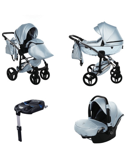 Junama Diamond S-Class Stroller Color: S-Class Sky Blue Combo: 4 IN 1 (Includes Car Seat + ISOFIX Base) KIDZNBABY