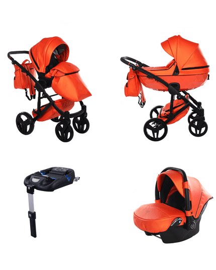 Junama Diamond S-Class Stroller Color: S-Class Orange Combo: 4 IN 1 (Includes Car Seat + ISOFIX Base) KIDZNBABY