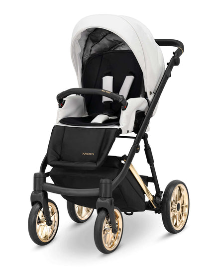 Kunert Ivento Stroller Color: Ivento Eco Leather White Pearl Frame Color: Golden Frame Combo: 2 IN 1 KIDZNBABY