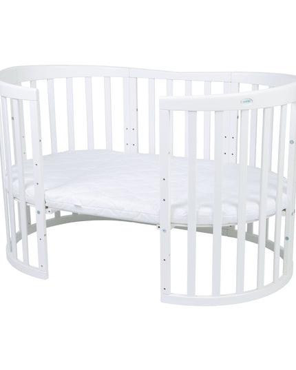 Kidznbaby Waldin 7 in 1 Oval Baby Crib with Mattress - White