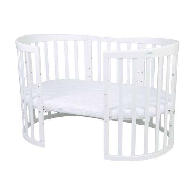 Kidznbaby Waldin 7 in 1 Oval Baby Crib with Mattress - White