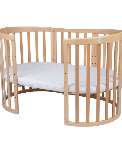 Waldin 7 in 1 Oval Baby Crib with Mattress - Natural Wood For Sale