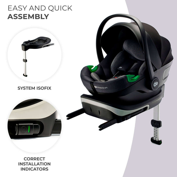 Kinderkraft I-CARE Car Seat with ISOFIX system for easy assembly.