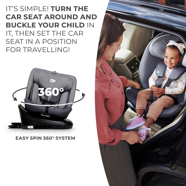 360° Easy Spin system of Kindekraft Car Seat I-GROW in use
