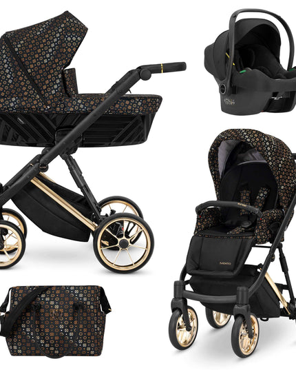 Kunert Ivento Stroller Color: Ivento Black Style Frame Color: Golden Frame Combo: 3 IN 1 (Includes Car Seat) KIDZNBABY