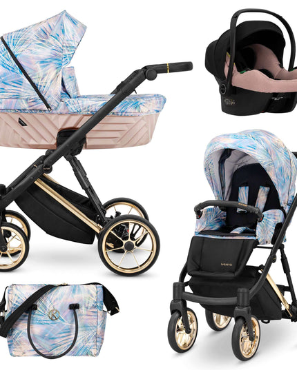 Kunert Ivento Stroller Color: Ivento Pastel Grass Frame Color: Golden Frame Combo: 3 IN 1 (Includes Car Seat) KIDZNBABY