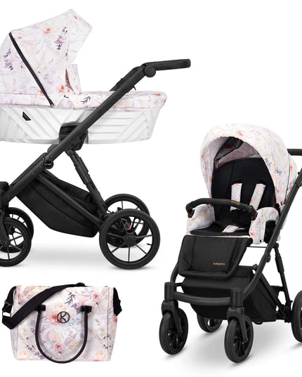 Kunert Ivento Stroller Color: Ivento Delicate Flowers Frame Color: Black Frame Combo: 2 IN 1 KIDZNBABY