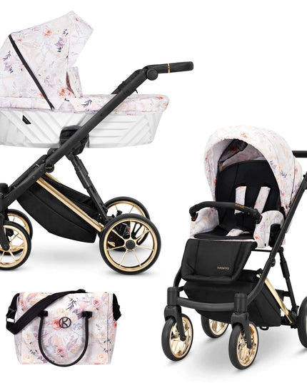 Kunert Ivento Stroller Color: Ivento Delicate Flowers Frame Color: Golden Frame Combo: 2 IN 1 KIDZNBABY