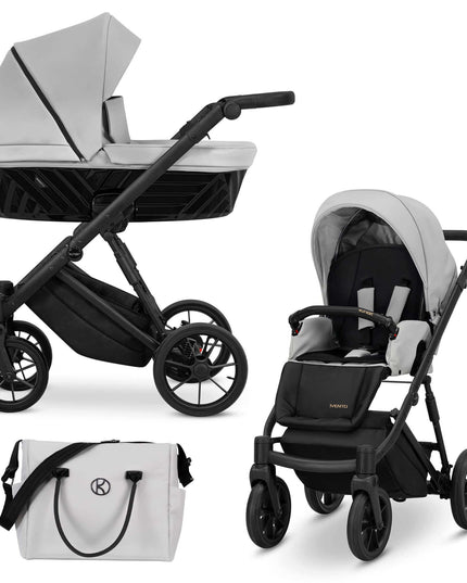 Kunert Ivento Stroller Color: Ivento Eco Leather Dove Grey Frame Color: Black Frame Combo: 2 IN 1 KIDZNBABY