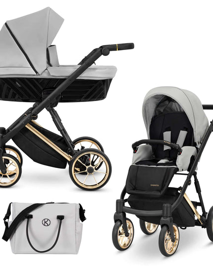 Kunert Ivento Stroller Color: Ivento Eco Leather Dove Grey Frame Color: Golden Frame Combo: 2 IN 1 KIDZNBABY