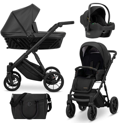 Kunert Ivento Stroller Color: Ivento Eco Black Pearl Frame Color: Black Frame Combo: 3 IN 1 (Includes Car Seat) KIDZNBABY