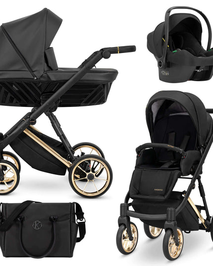 Kunert Ivento Stroller Color: Ivento Eco Black Pearl Frame Color: Golden Frame Combo: 3 IN 1 (Includes Car Seat) KIDZNBABY