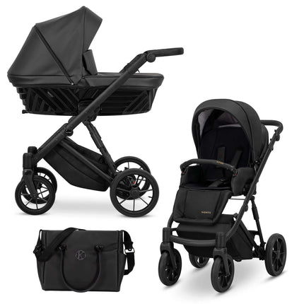 Kunert Ivento Stroller Color: Ivento Eco Leather Black Pearl Frame Color: Black Frame Combo: 2 IN 1 KIDZNBABY