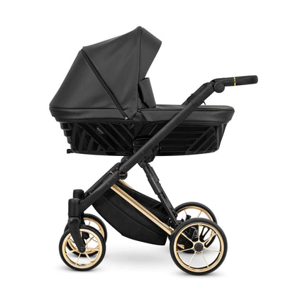 Kunert Ivento Stroller Color: Ivento Eco Leather Black Pearl Frame Color: Golden Frame Combo: 2 IN 1 KIDZNBABY