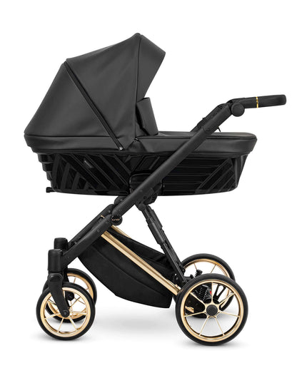 Kunert Ivento Stroller Color: Ivento Eco Leather Black Pearl Frame Color: Golden Frame Combo: 2 IN 1 KIDZNBABY