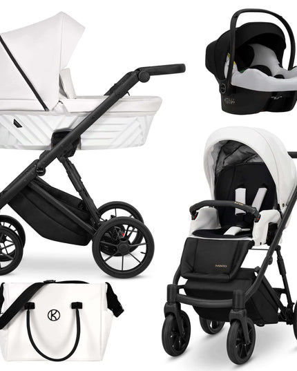 Kunert Ivento Stroller Color: Ivento Eco White Pearl Frame Color: Black Frame Combo: 3 IN 1 (Includes Car Seat) KIDZNBABY